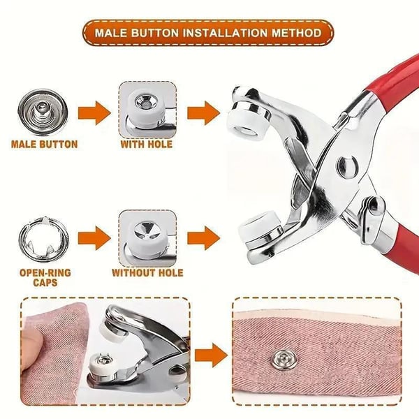 🧵 Sewing Kit with 50pcs Metal Buttons – Manual Pliers Tool Included