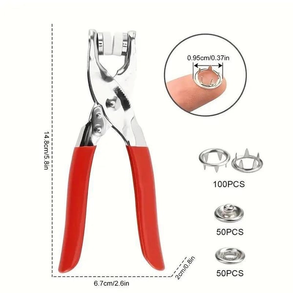 🧵 Sewing Kit with 50pcs Metal Buttons – Manual Pliers Tool Included